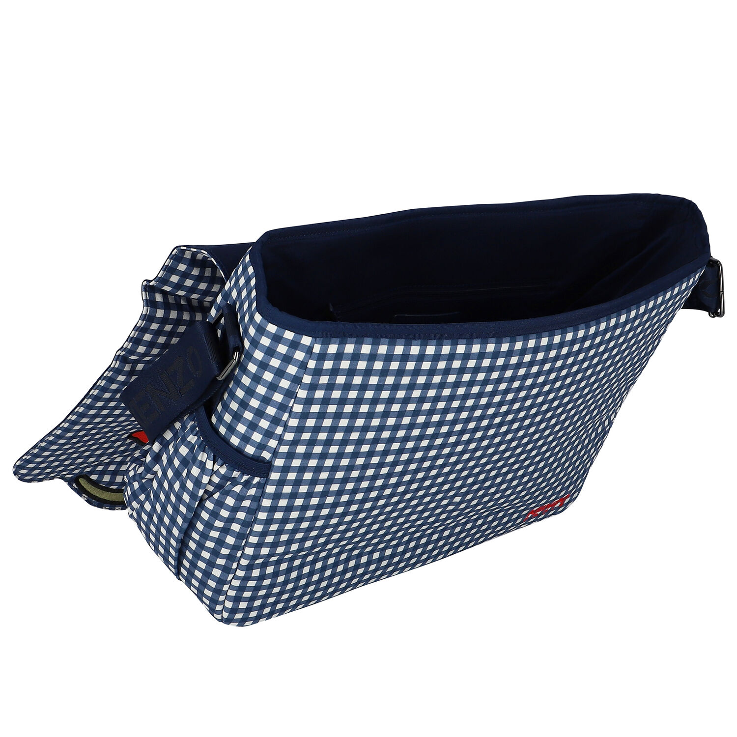 Navy Blue Gingham Baby Changing Bag, 1, hi-res